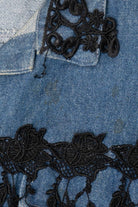 Vintage Y2k St. Joanna Black Lace Trimmed Denim Vest (2000s)
