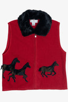 Vintage Lisa International Horses Applique Wool Vest (1990s)