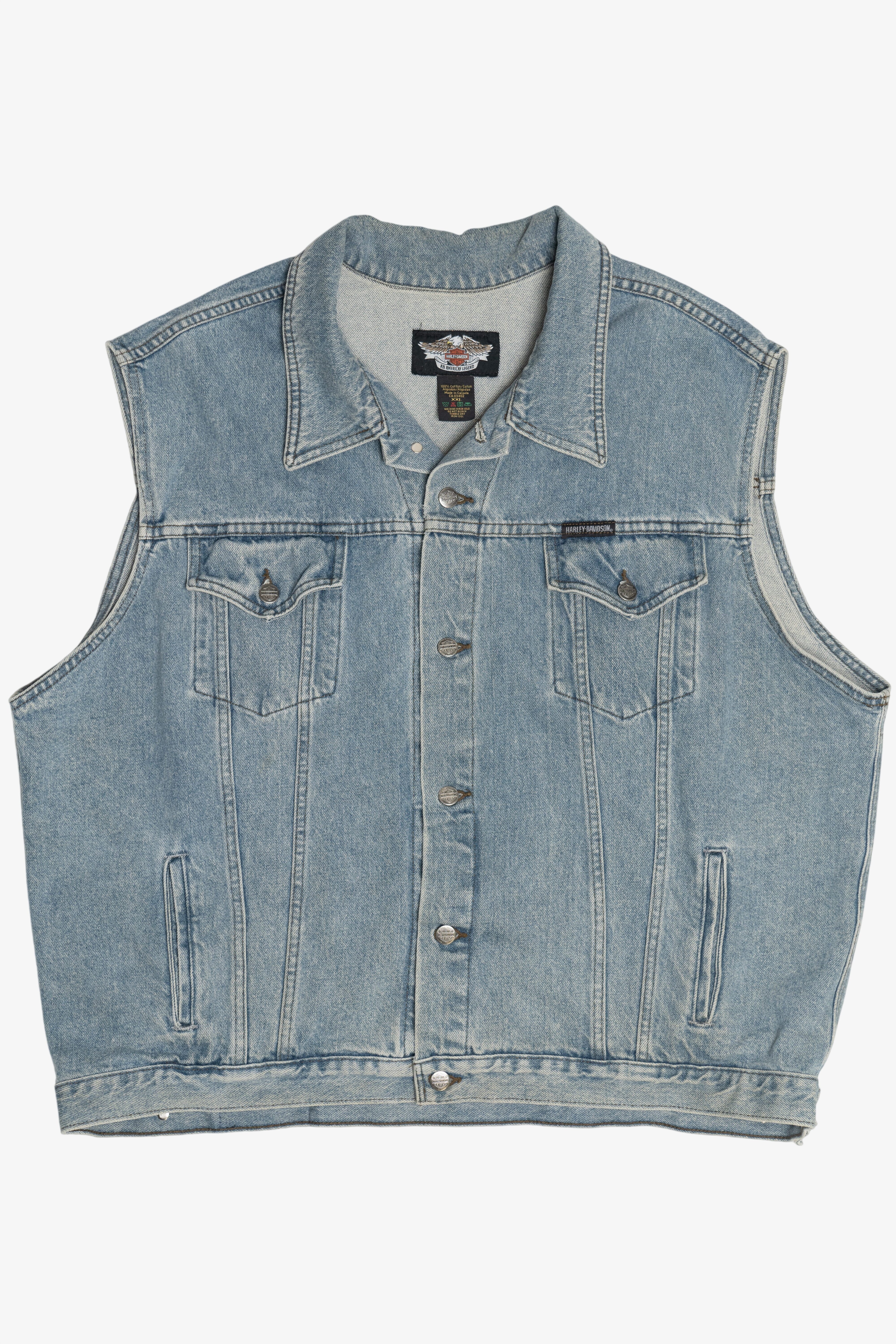 Vintage Harley Davidson Back Patch Denim Vest (1990s)