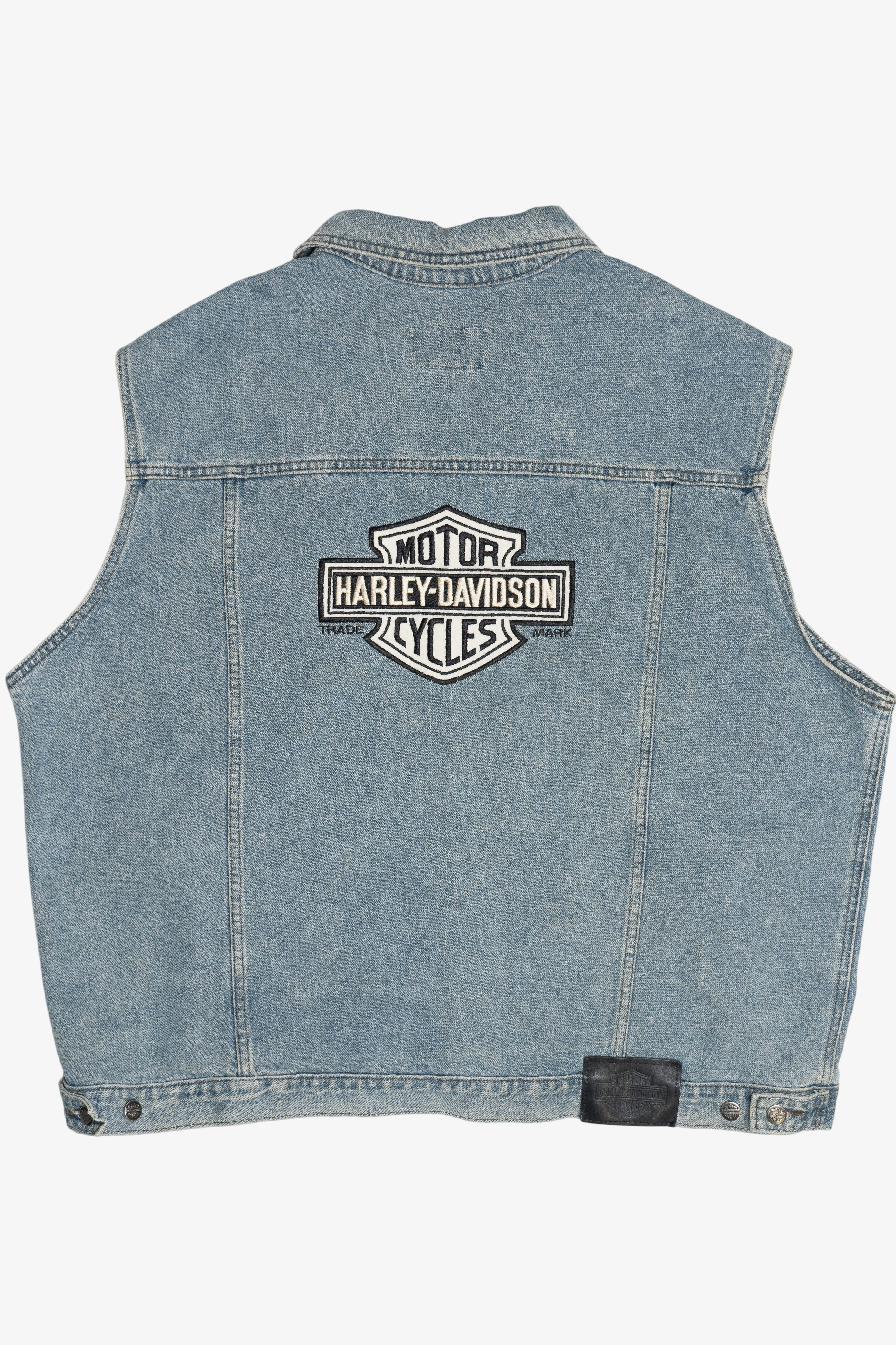 Vintage Harley Davidson Back Patch Denim Vest (1990s)