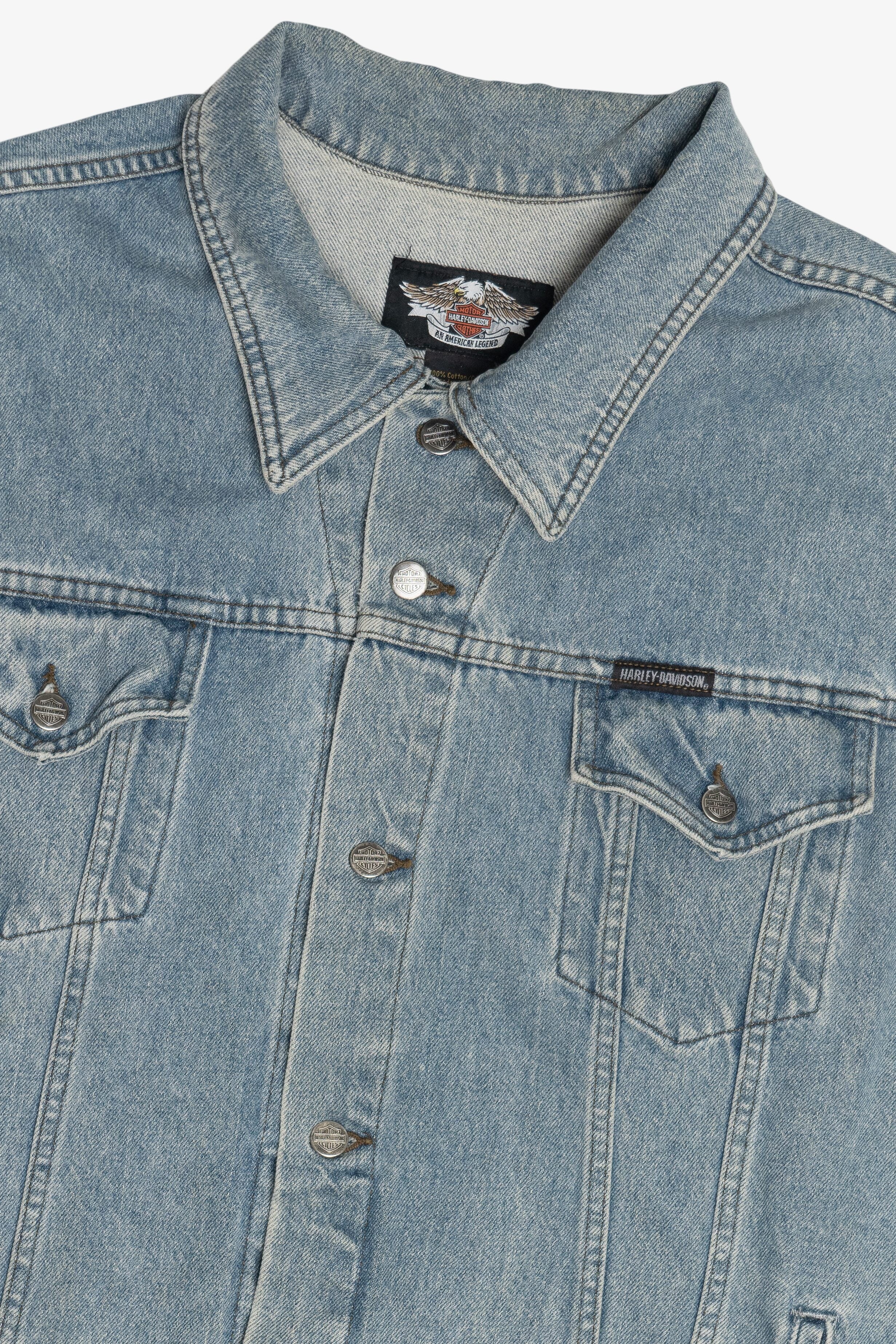 Vintage Harley Davidson Back Patch Denim Vest (1990s)