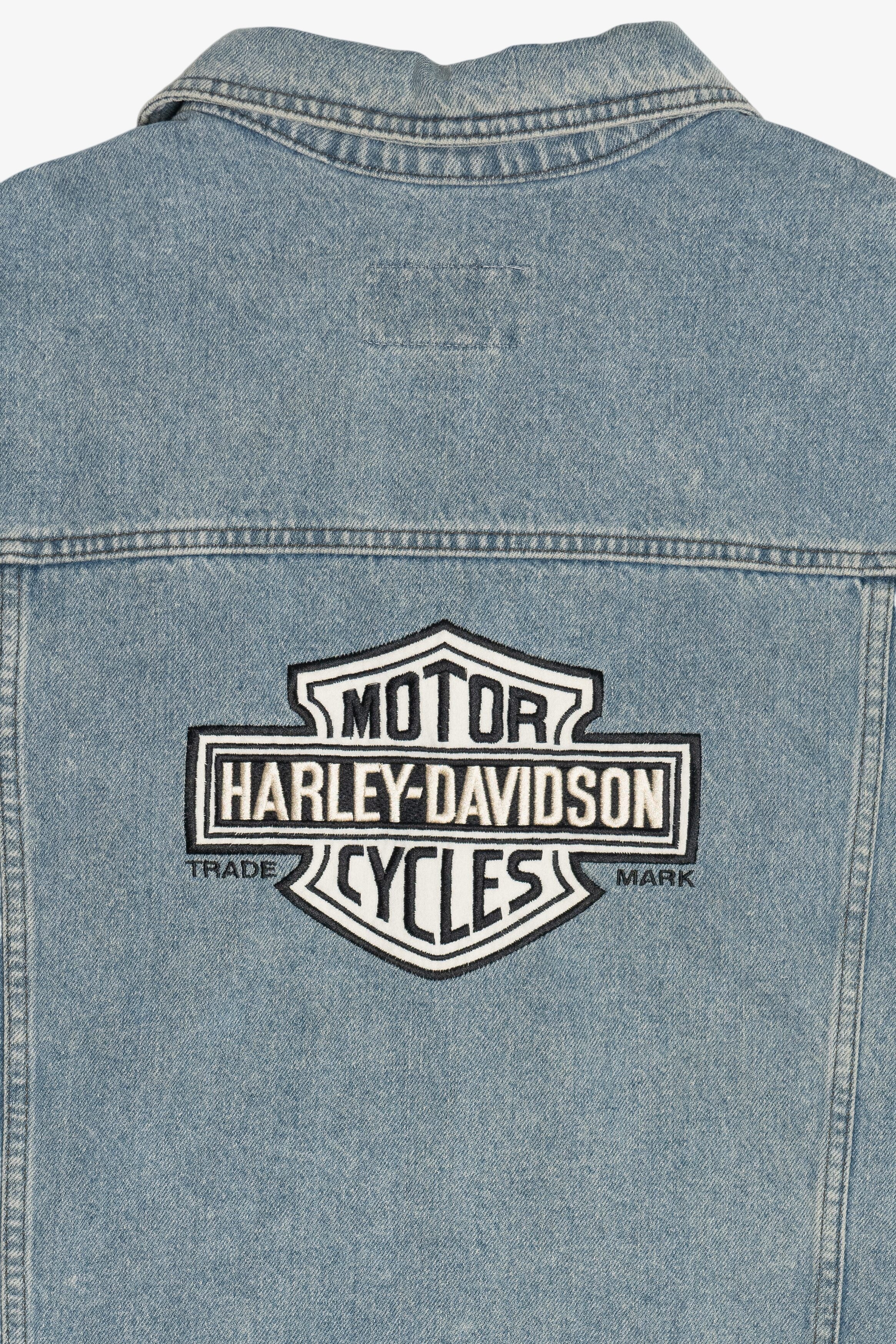 Vintage Harley Davidson Back Patch Denim Vest (1990s)