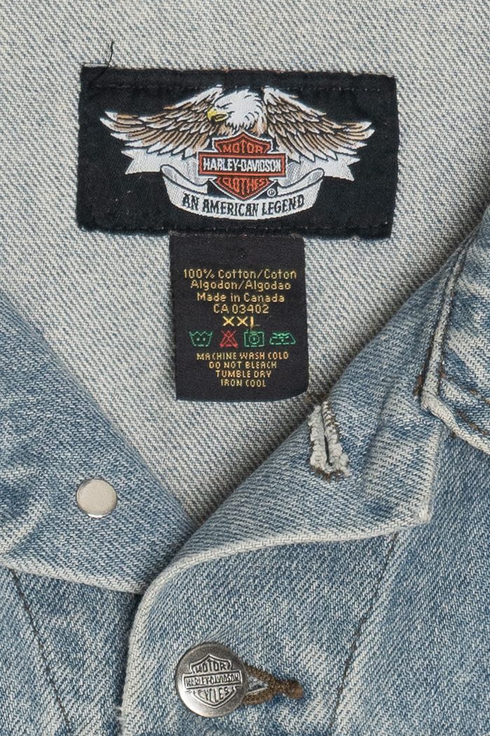 Vintage Harley Davidson Back Patch Denim Vest (1990s)