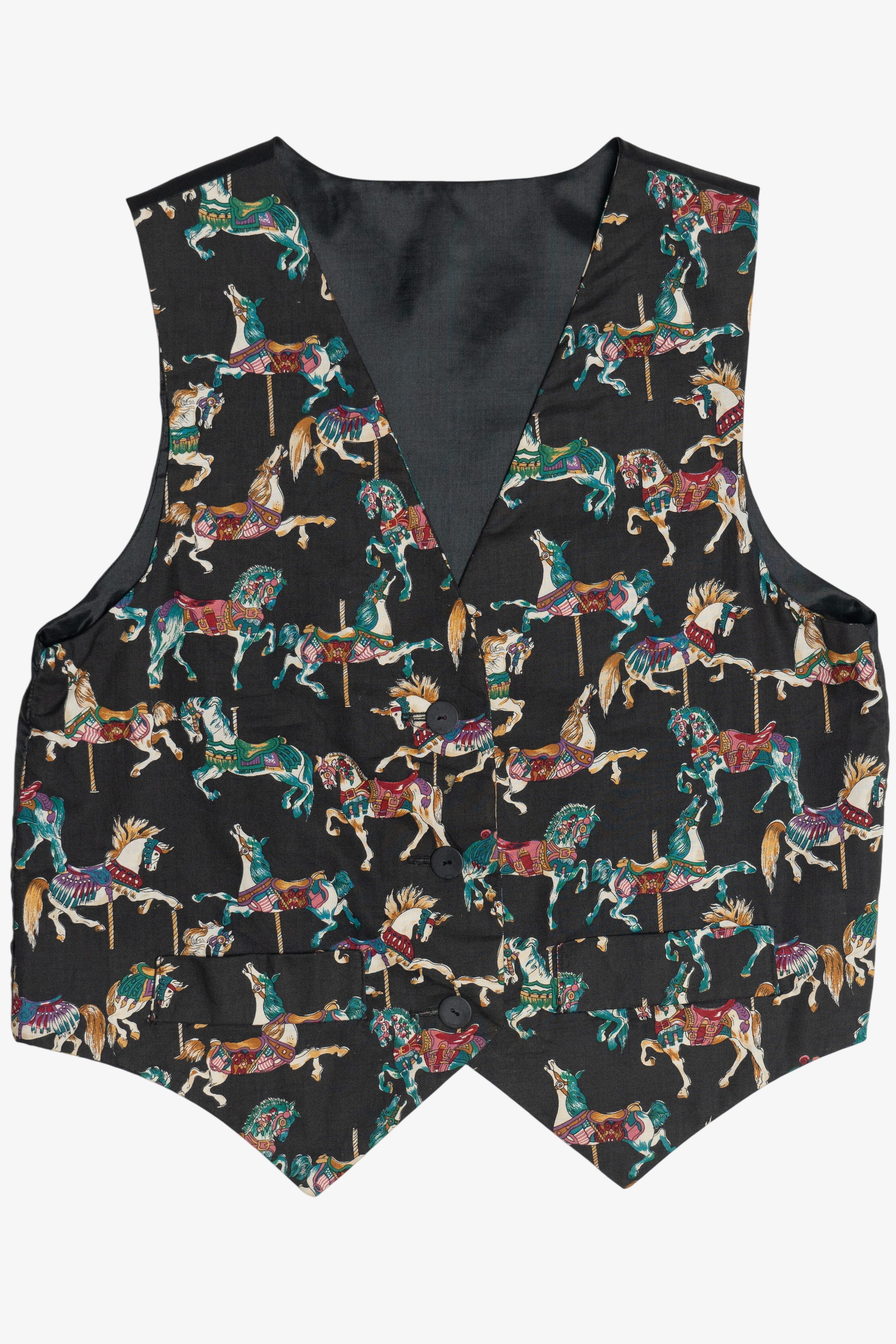 Decorative Carousel Horses Print Vest (1990s)