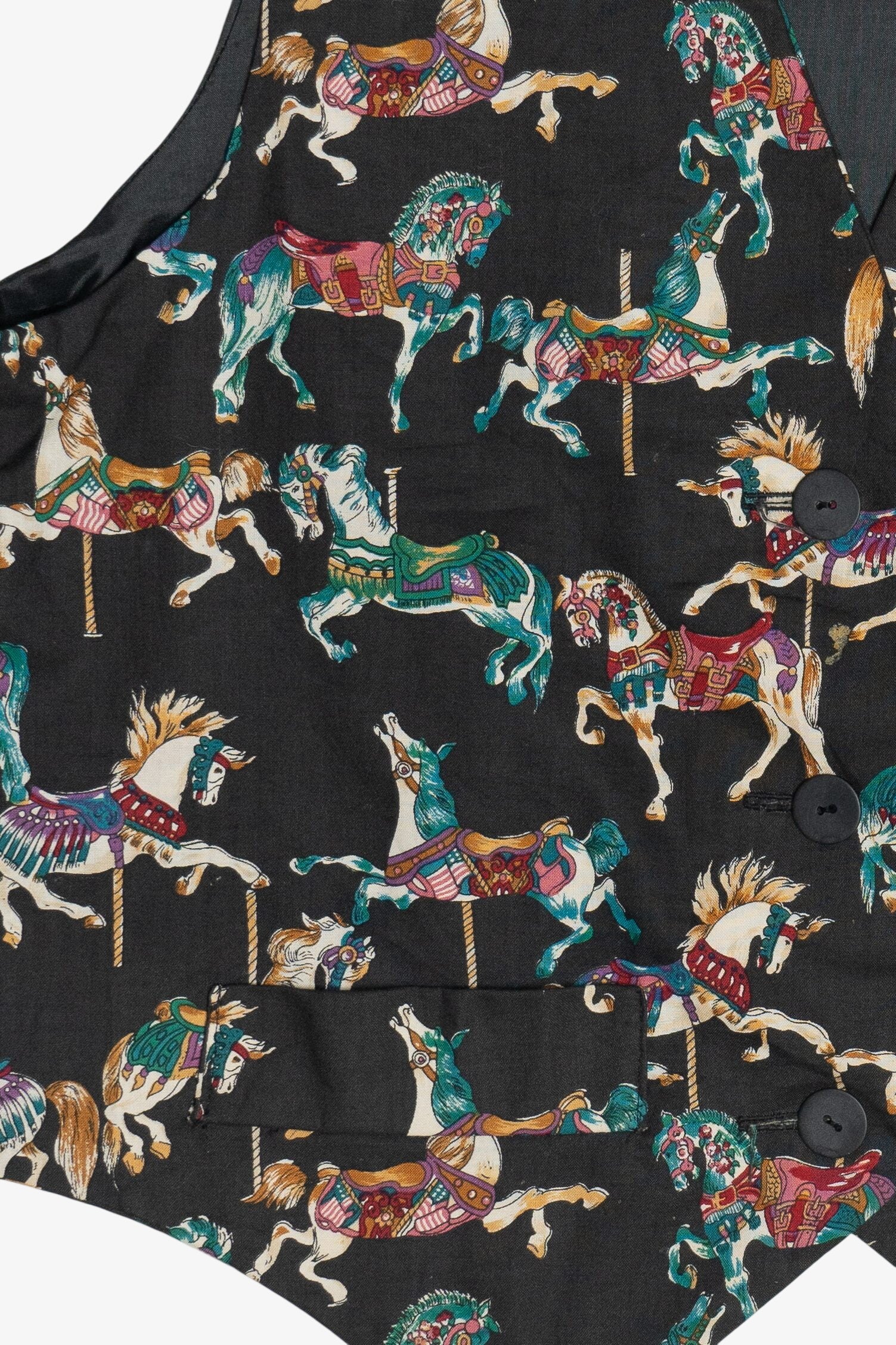 Decorative Carousel Horses Print Vest (1990s)