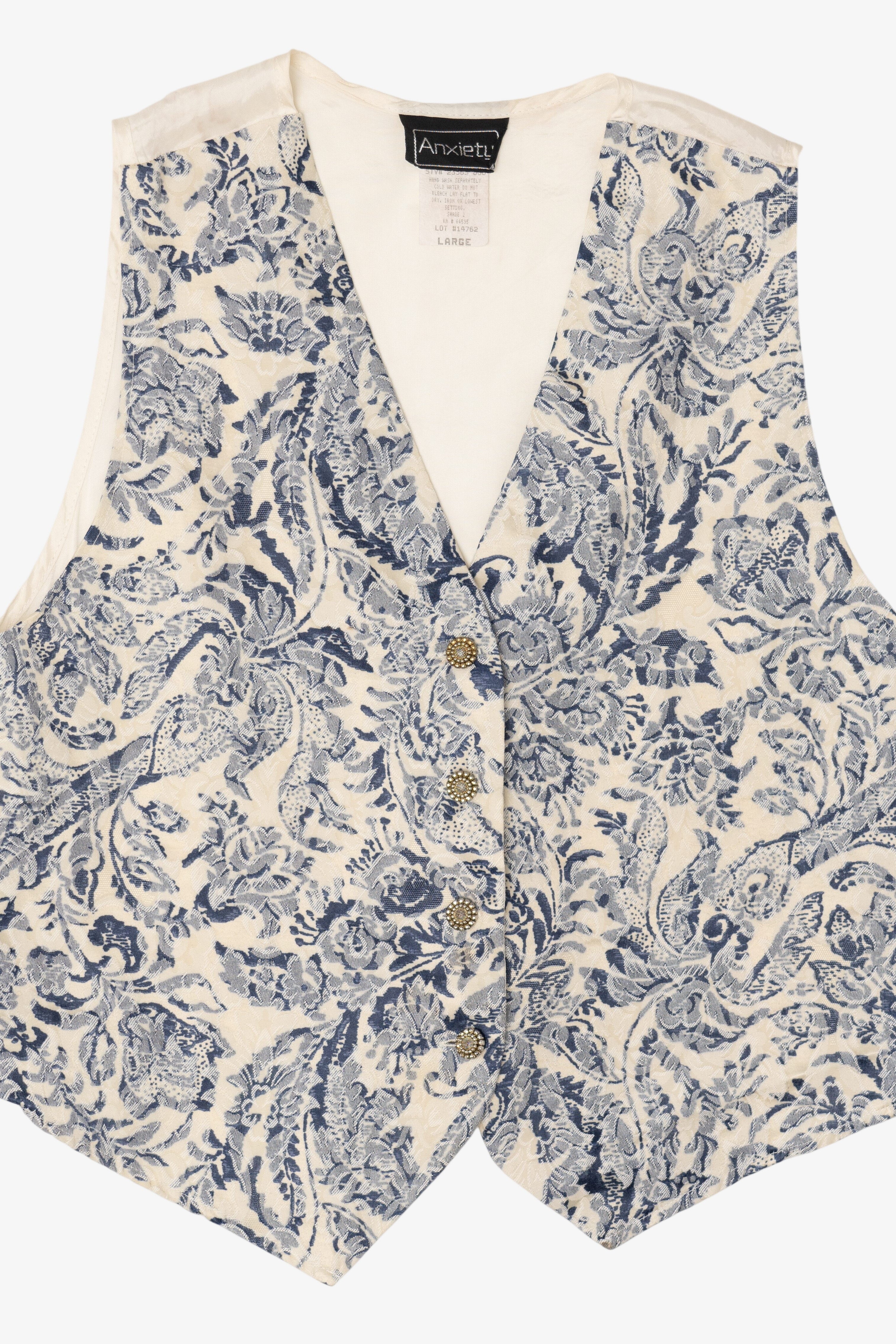 Vintage Light Blue Floral Vest (1990s)