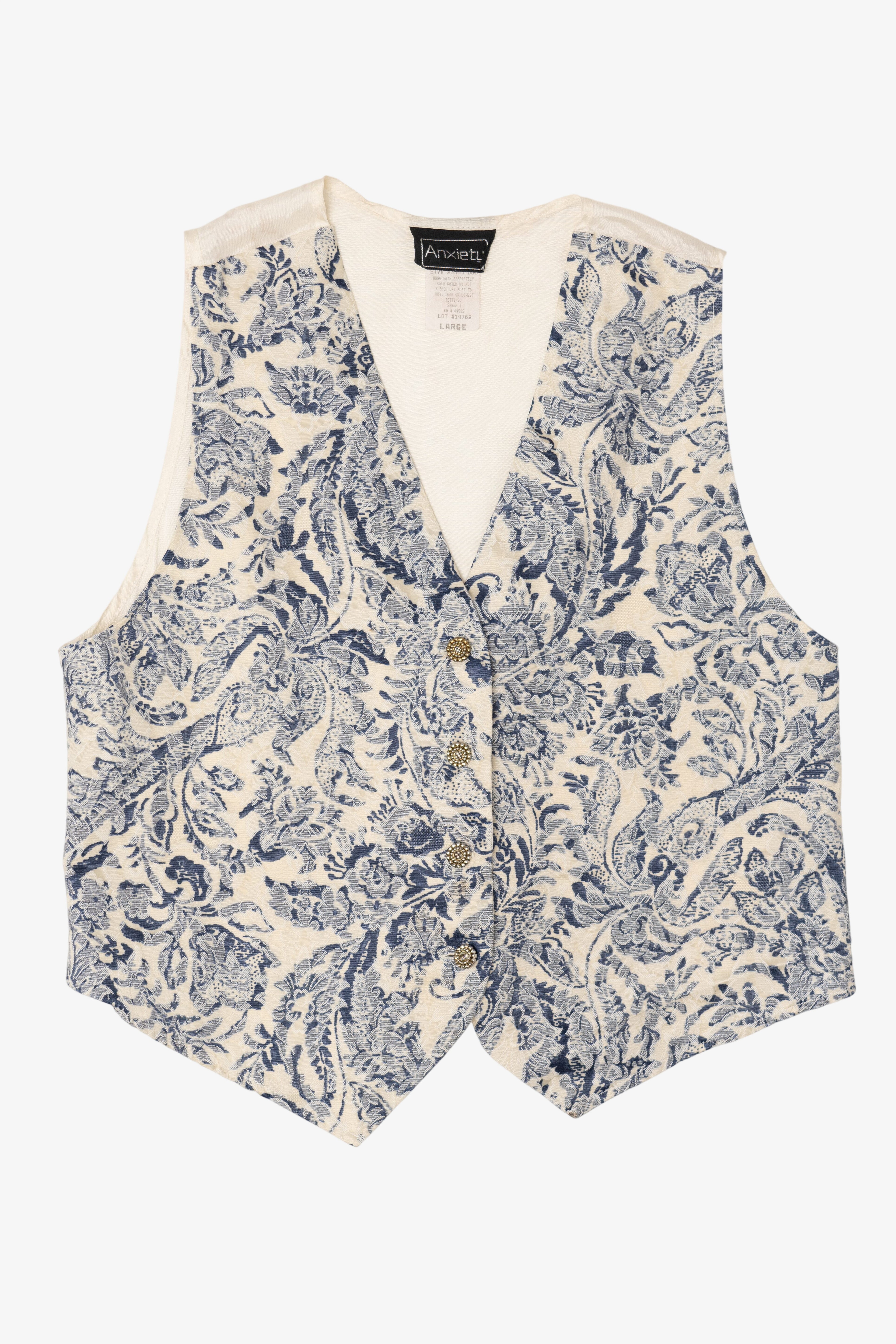 Vintage Light Blue Floral Vest (1990s)