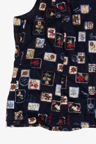 Vintage Navy Blue Talbots Postal Stamps Vest (1990s)