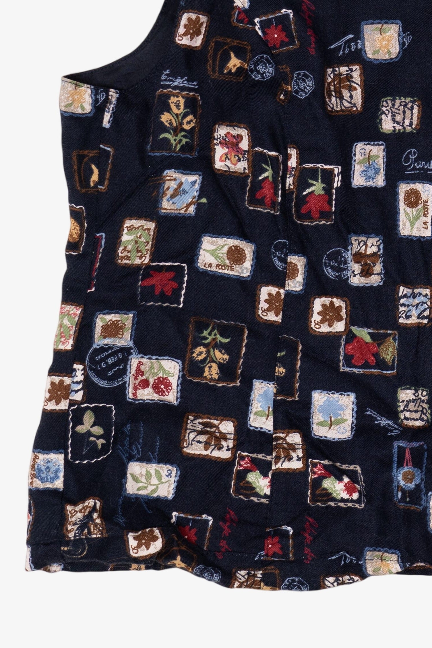 Vintage Navy Blue Talbots Postal Stamps Vest (1990s)