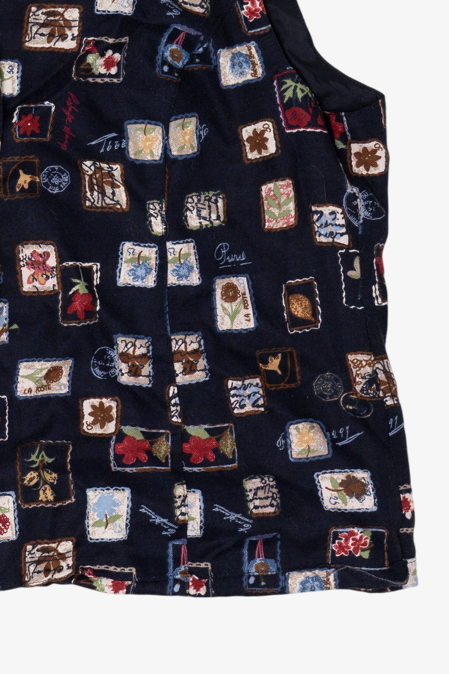 Vintage Navy Blue Talbots Postal Stamps Vest (1990s)