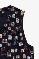 Vintage Navy Blue Talbots Postal Stamps Vest (1990s)