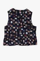 Vintage Navy Blue Talbots Postal Stamps Vest (1990s)