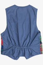 Vintage Casey & Max Cotton Velour Plaid & Floral Patchwork Vest (1990s)