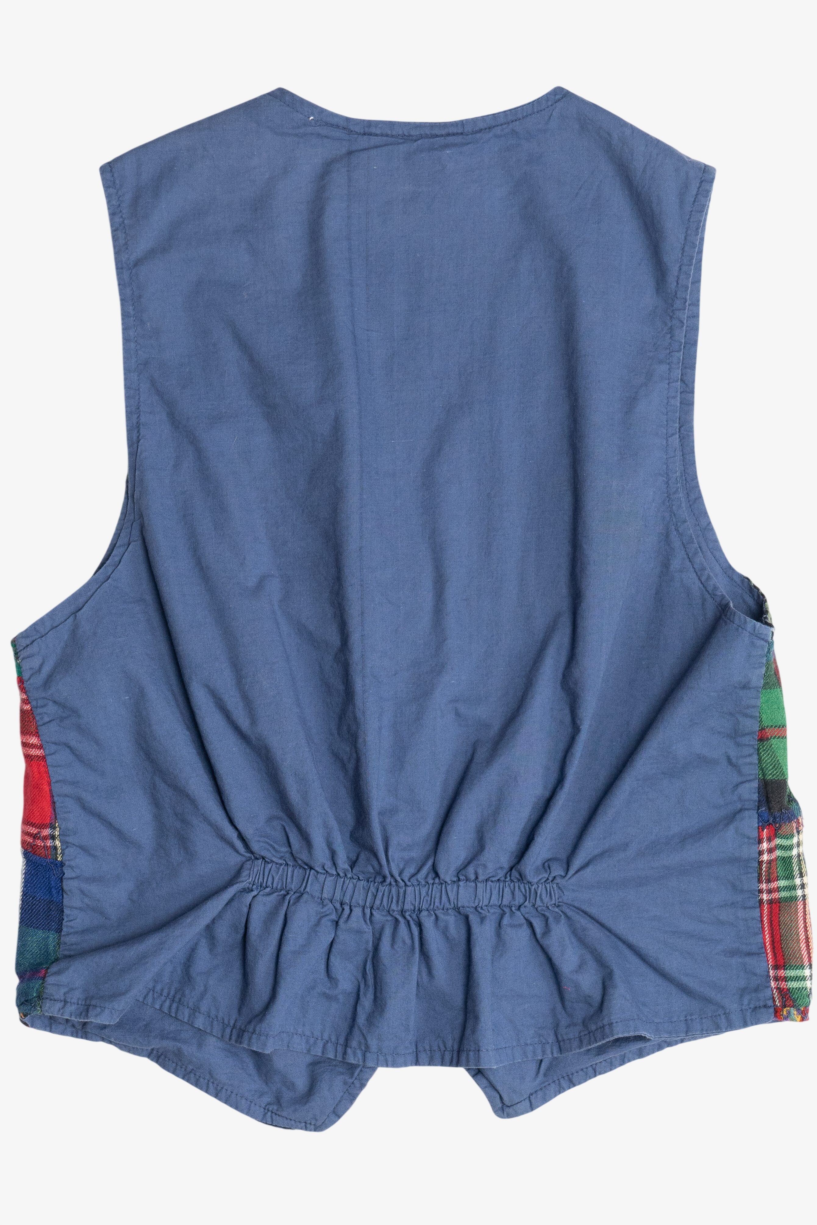 Vintage Casey & Max Cotton Velour Plaid & Floral Patchwork Vest (1990s)