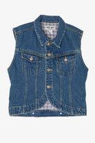 Vintage Miss Juli New York Plaid Lined Denim Vest (1990s)