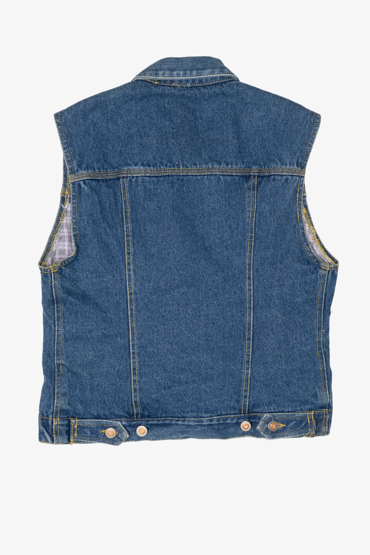 Vintage Miss Juli New York Plaid Lined Denim Vest (1990s)