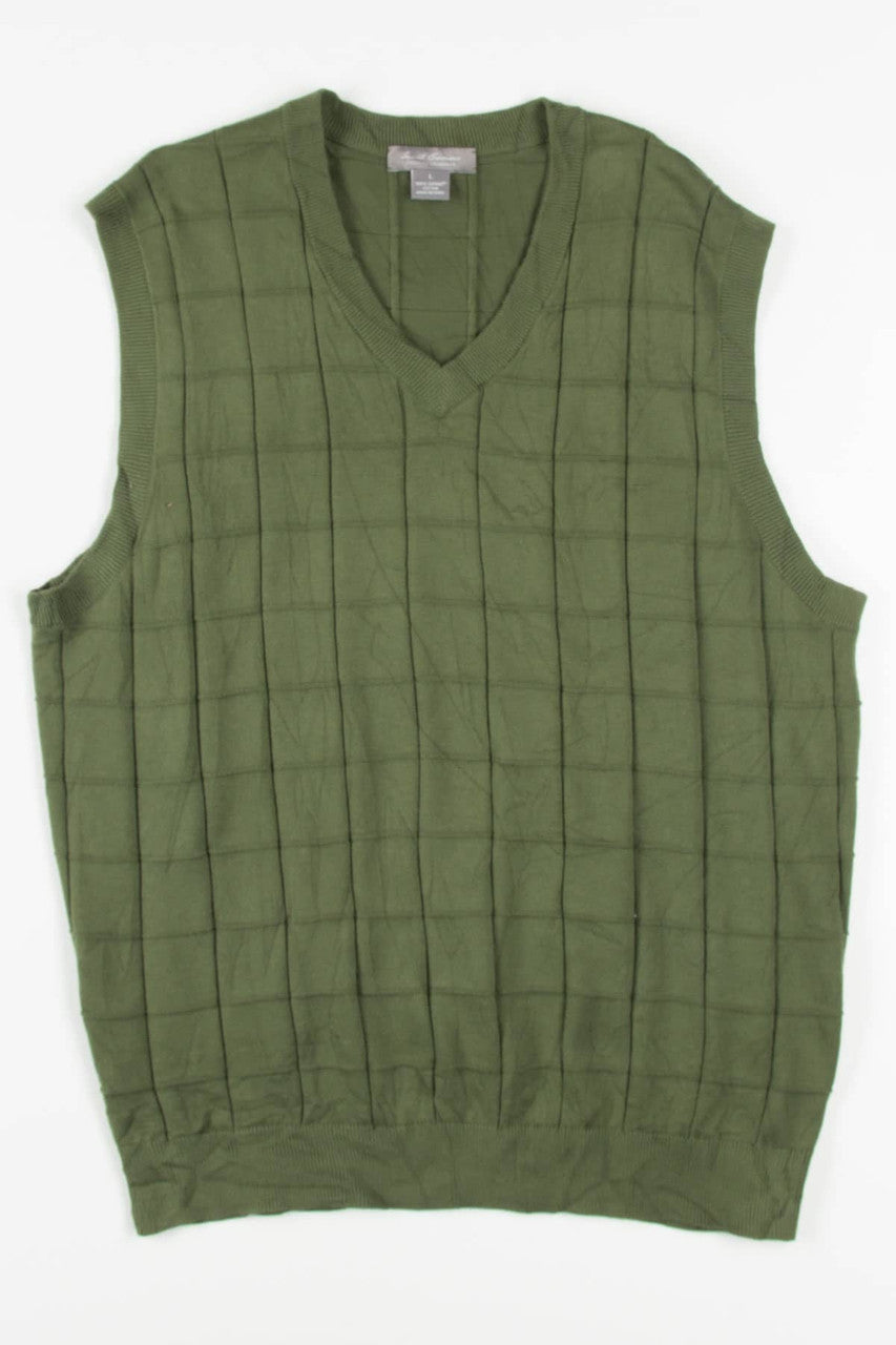 Olive Windowpane Daniel Cremieux Sweater Vest 213