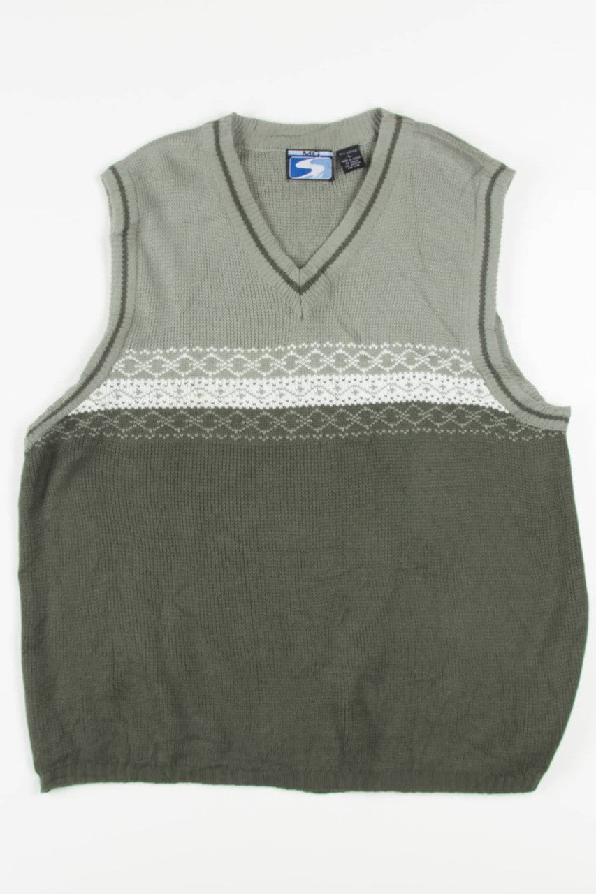 Two Tone Green Sweater Vest 227