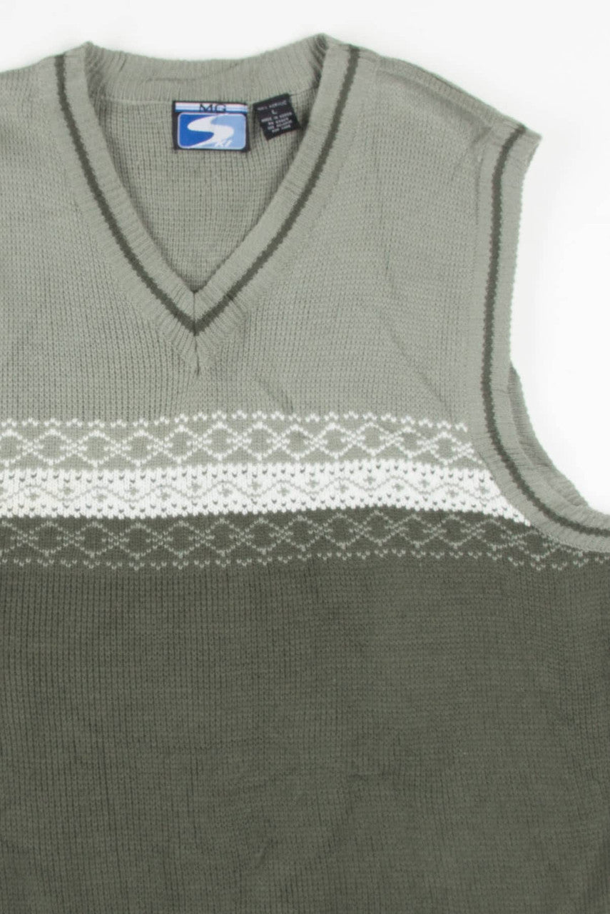 Two Tone Green Sweater Vest 227