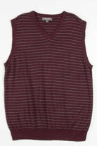 Burgundy Striped Sweater Vest 233