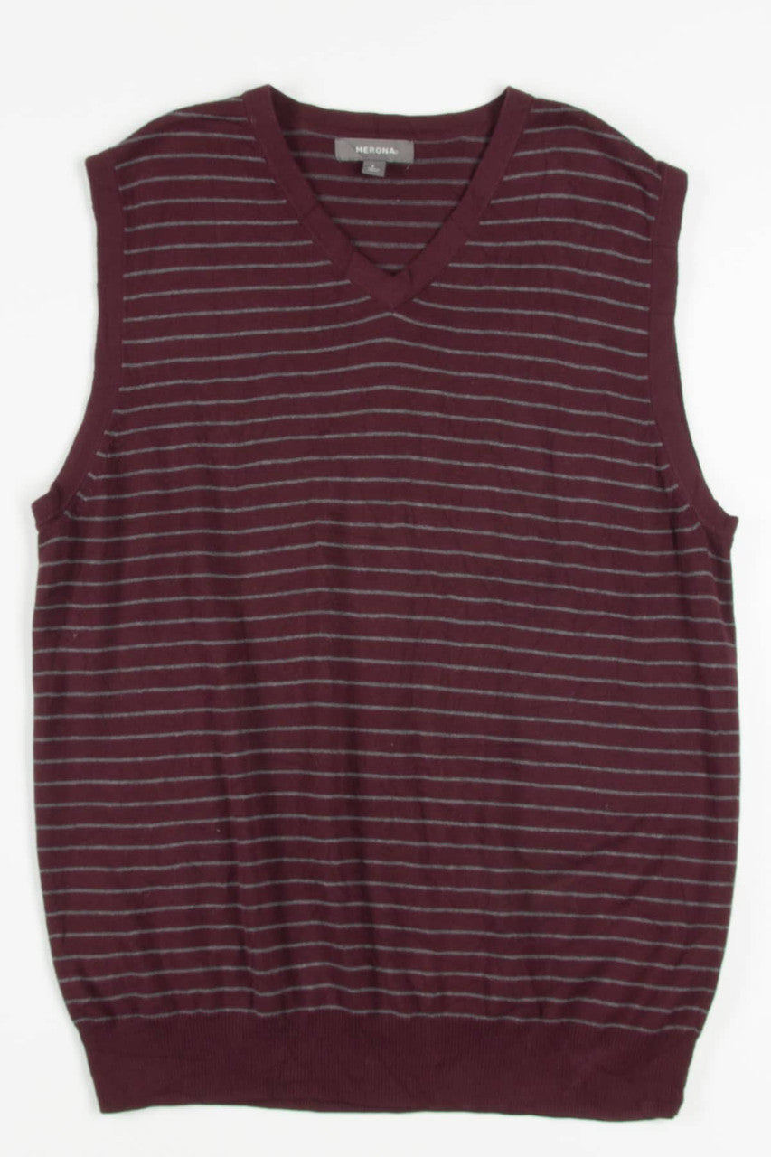 Burgundy Striped Sweater Vest 233
