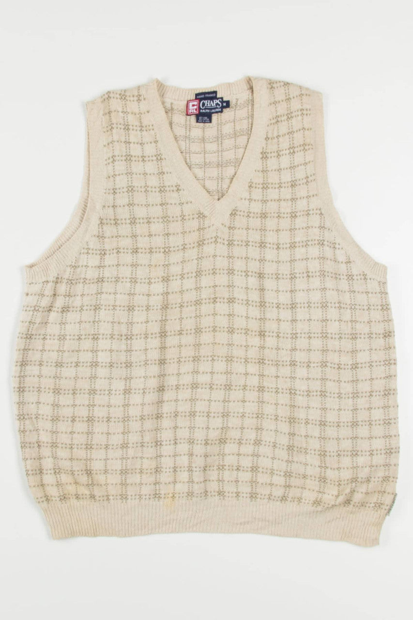 Beige Plaid Chaps Sweater Vest 242