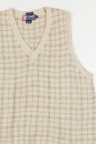 Beige Plaid Chaps Sweater Vest 242