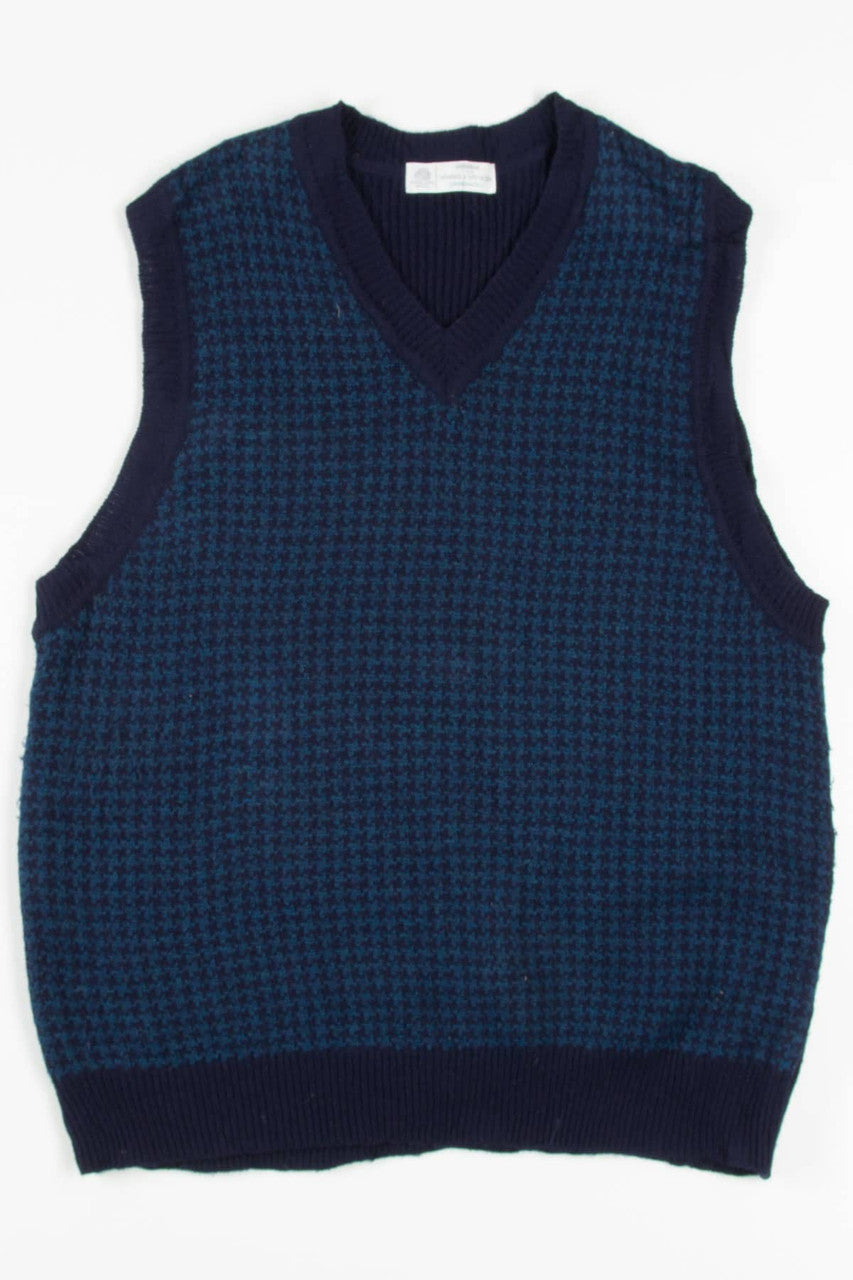 Blue Houndstooth Wool Sweater Vest 249