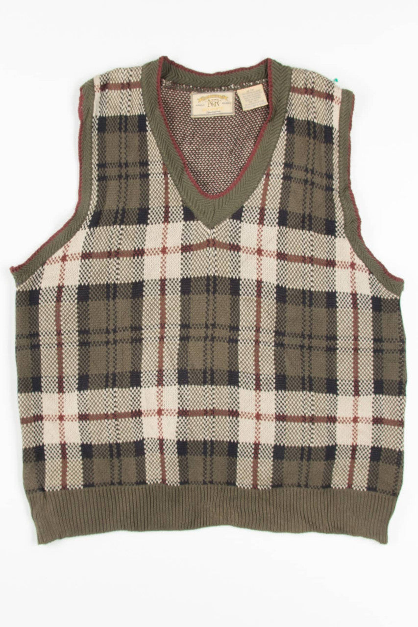 Olive Plaid New River Sweater Vest 260