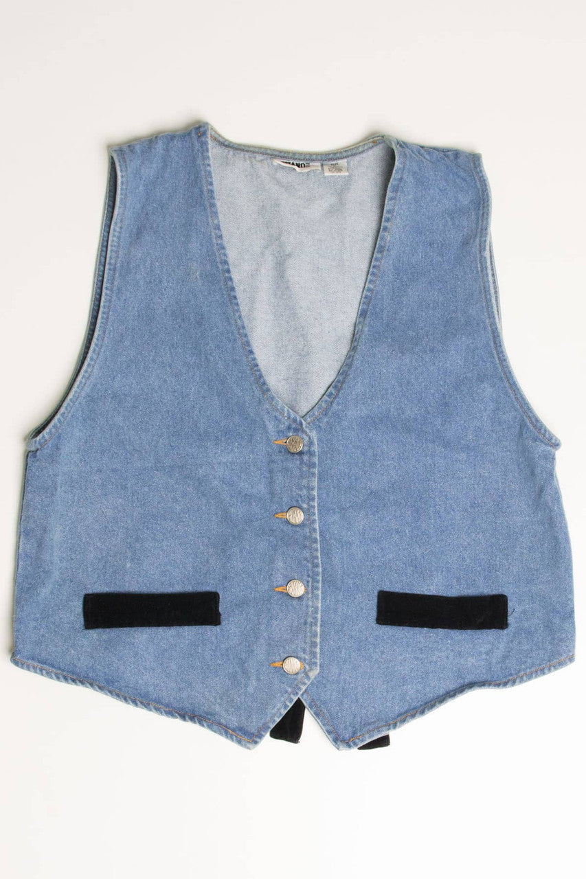 Vintage Velvet Accent Denim Vest 276