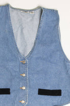 Vintage Velvet Accent Denim Vest 276