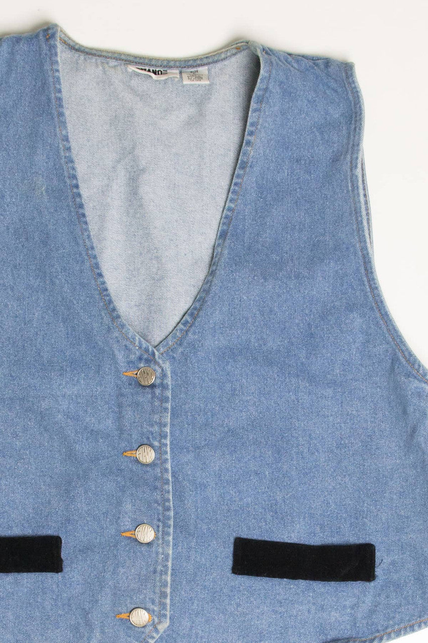 Vintage Velvet Accent Denim Vest 276