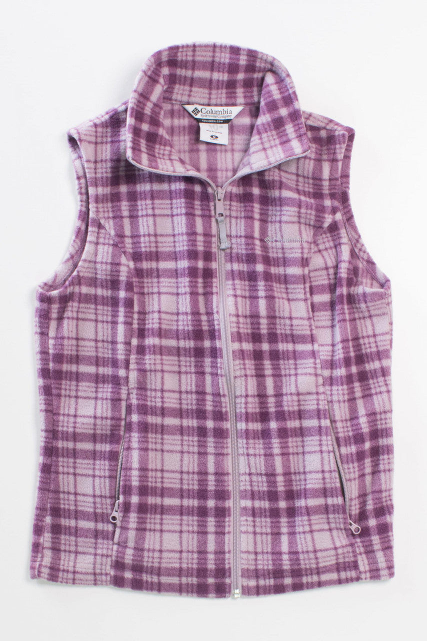 Columbia Purple Plaid Fleece Vest
