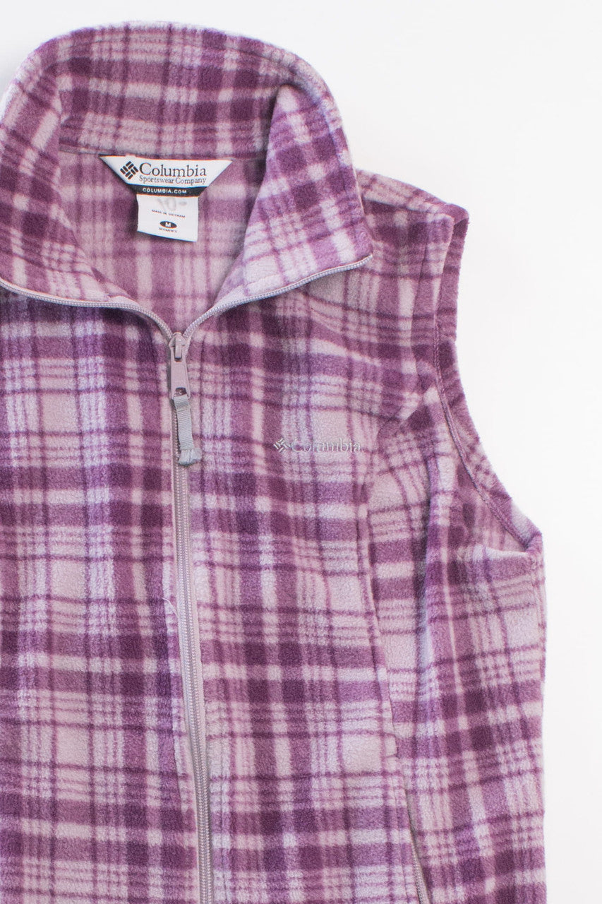 Columbia Purple Plaid Fleece Vest