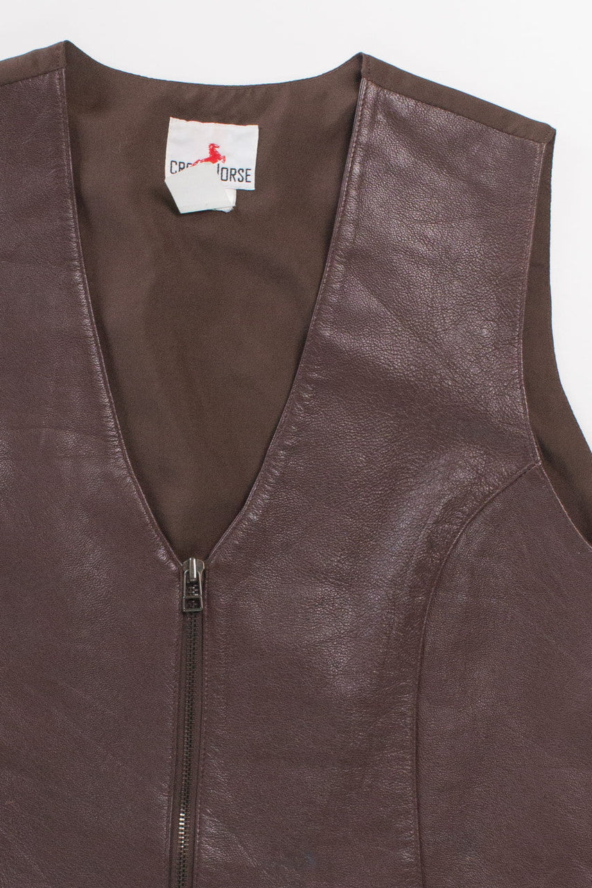 Vintage Zip Up Leather Vest