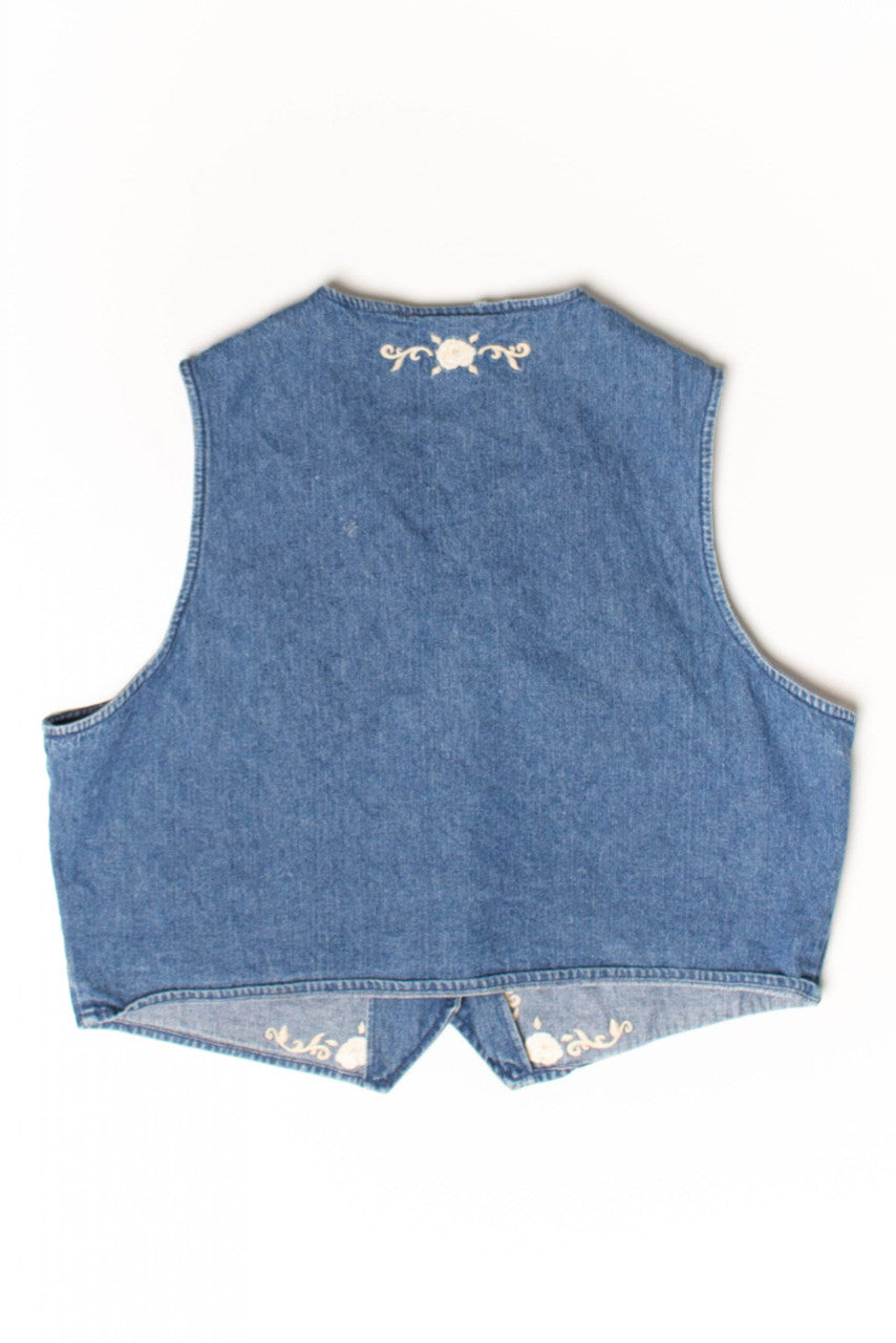 Vintage Wrangler Floral Button Up Denim Vest