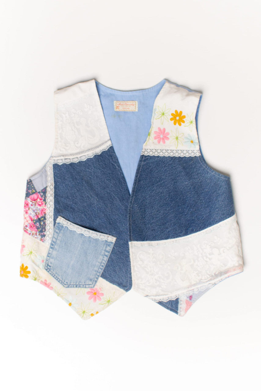 Vintage Patchwork Open Front Vest