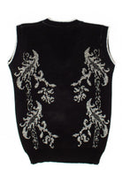 Vintage Metallic Floral Sweater Vest