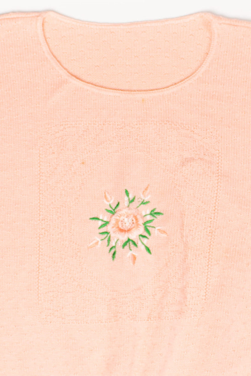 Vintage Pink Floral Sweater Vest