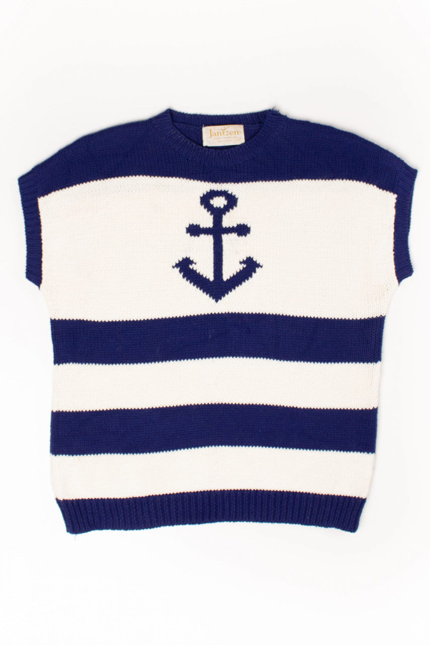 Vintage Striped Anchor Sweater Vest