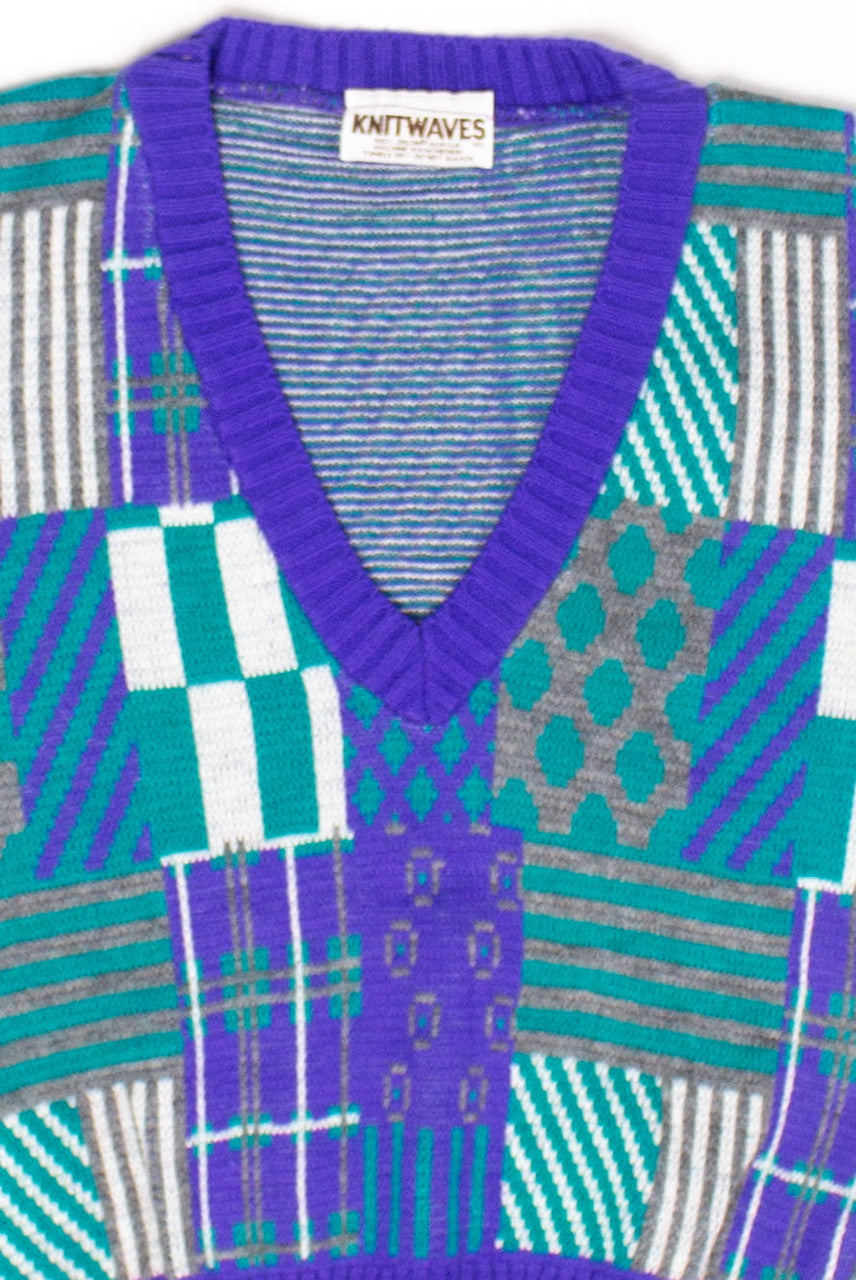Vintage Purple 80s Pattern Sweater Vest