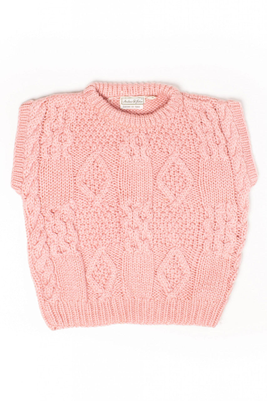 Vintage Pink Hand Knit Sweater Vest