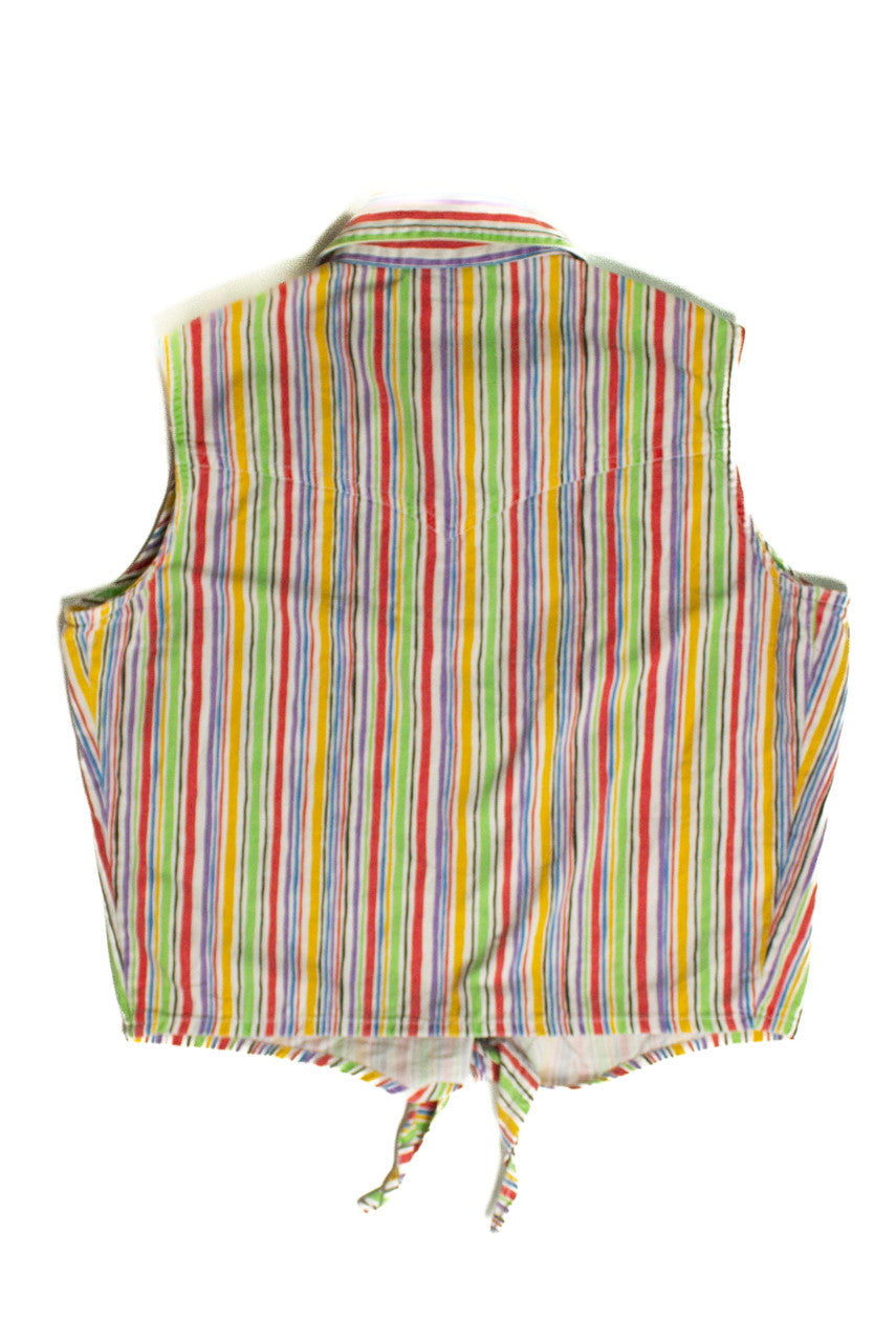 Vintage Multicolor Stripe Tie Front Vest (sz. Medium)