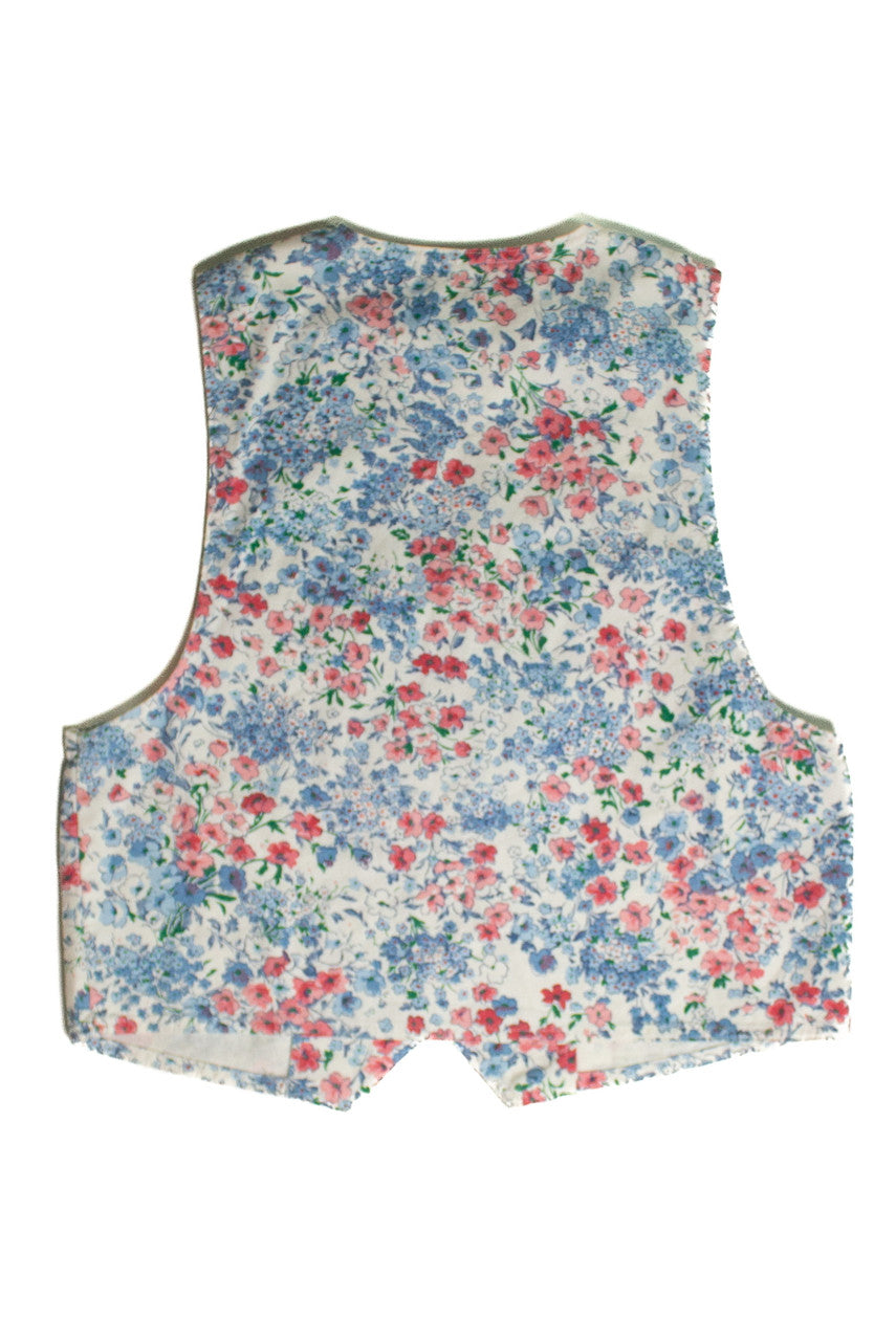 Vintage Floral White Denim Vest (sz. Medium)