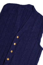 Dark Blue Sweater Vest with Gold Anchor Buttons 564