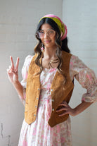 Vintage Etched Horses Suede Vest (1970s)