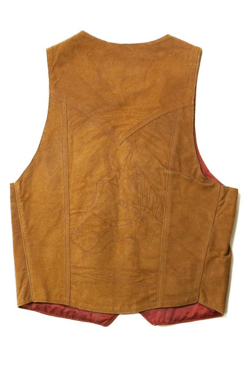 Vintage Etched Horses Suede Vest (1970s)