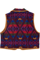 Vintage Aztec Blanket Suede Trim Pendleton Vest