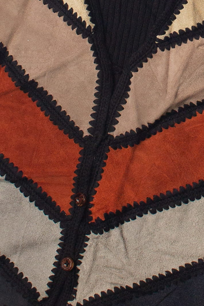 Suede & Crochet Patchwork Vest