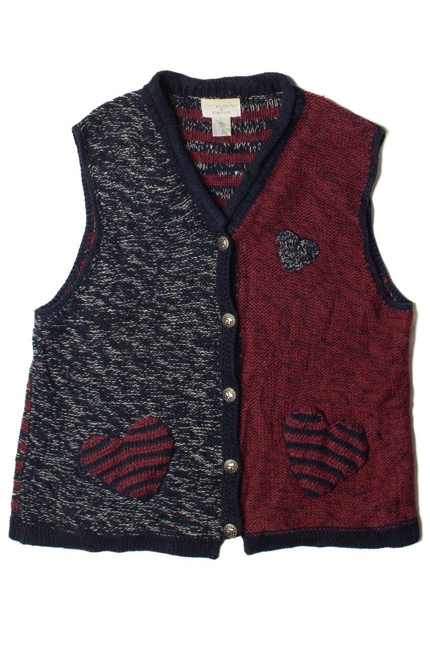 Vintage Christopher & Banks Knit Hearts Sweater Vest